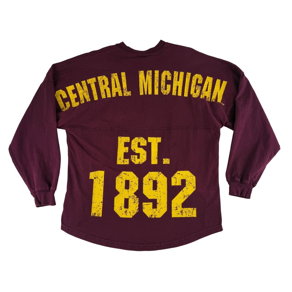 Spirit Jersey Central Michigan Shirt Unisex Medium Maroon CMU 1892 Long Sleeve